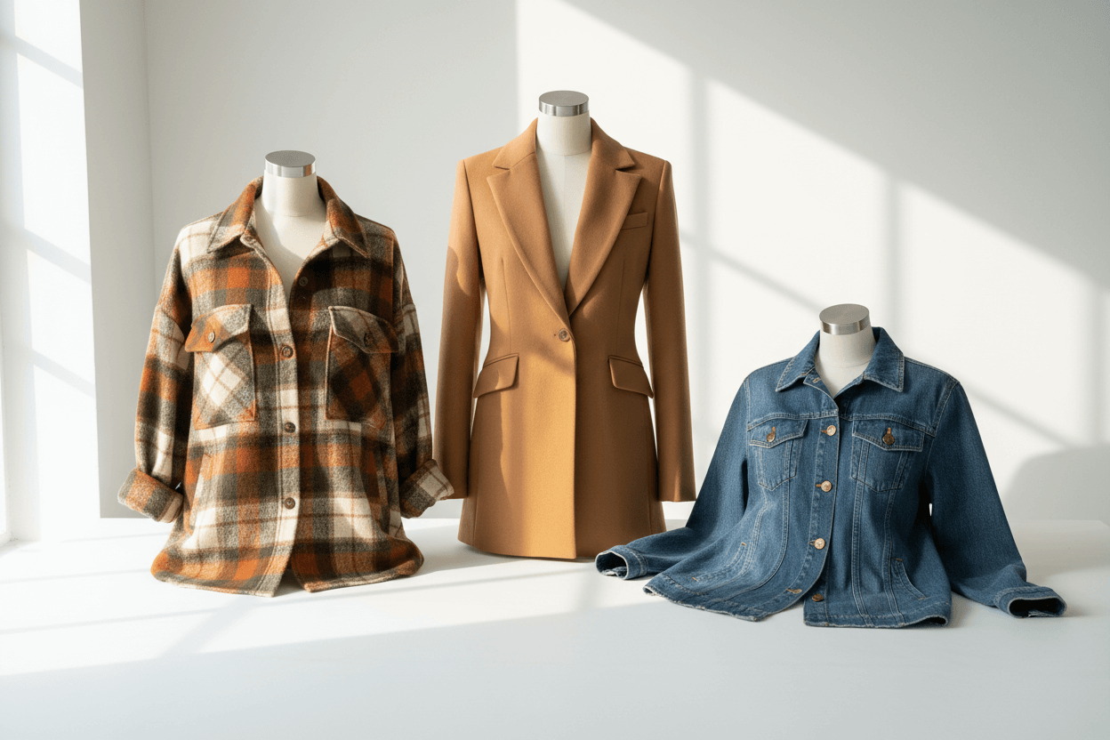 Women’s shacket collection featuring relaxed everyday layering styles curated by Fashion By Maya