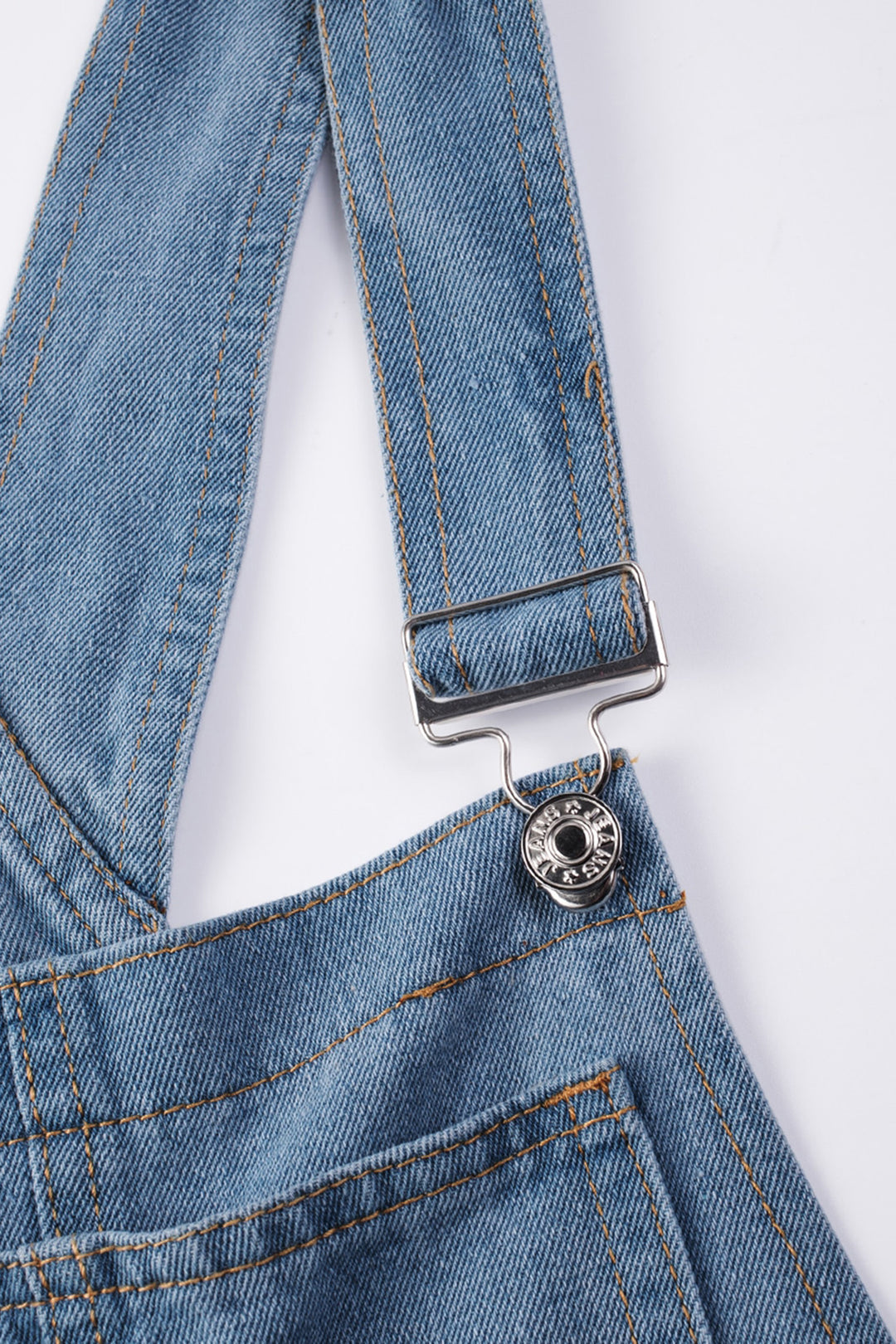 Light Blue Retro Bib Pocket Buckle Straps Casual Denim Jumpsuit