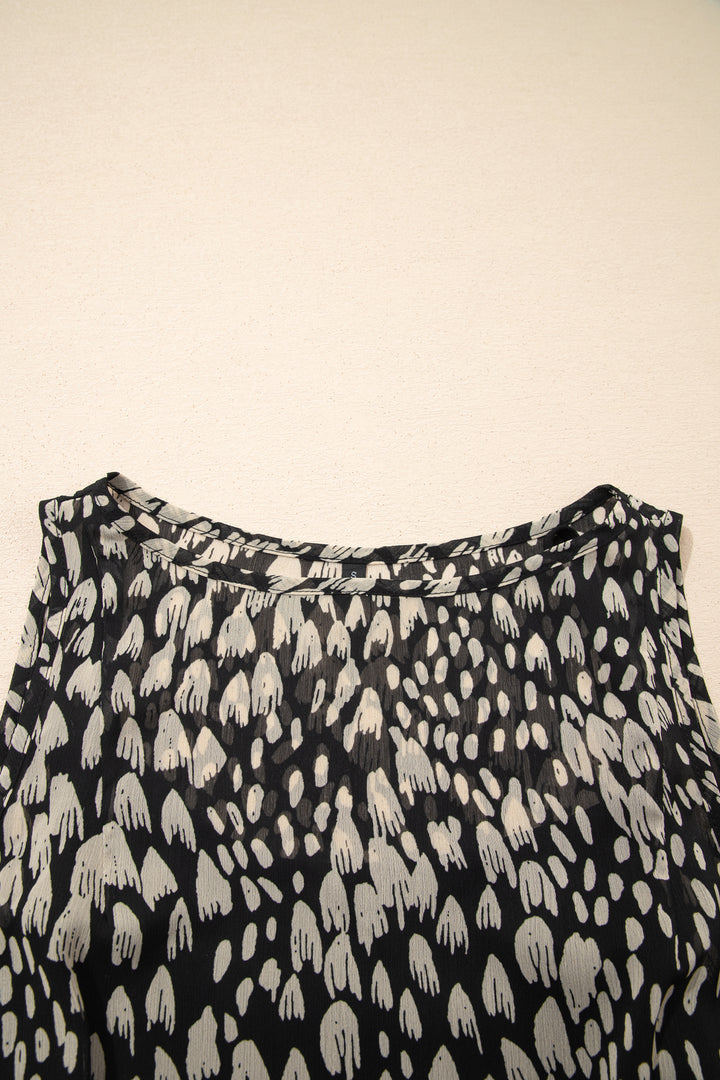 Black Printed Sleeveless Maxi Dress