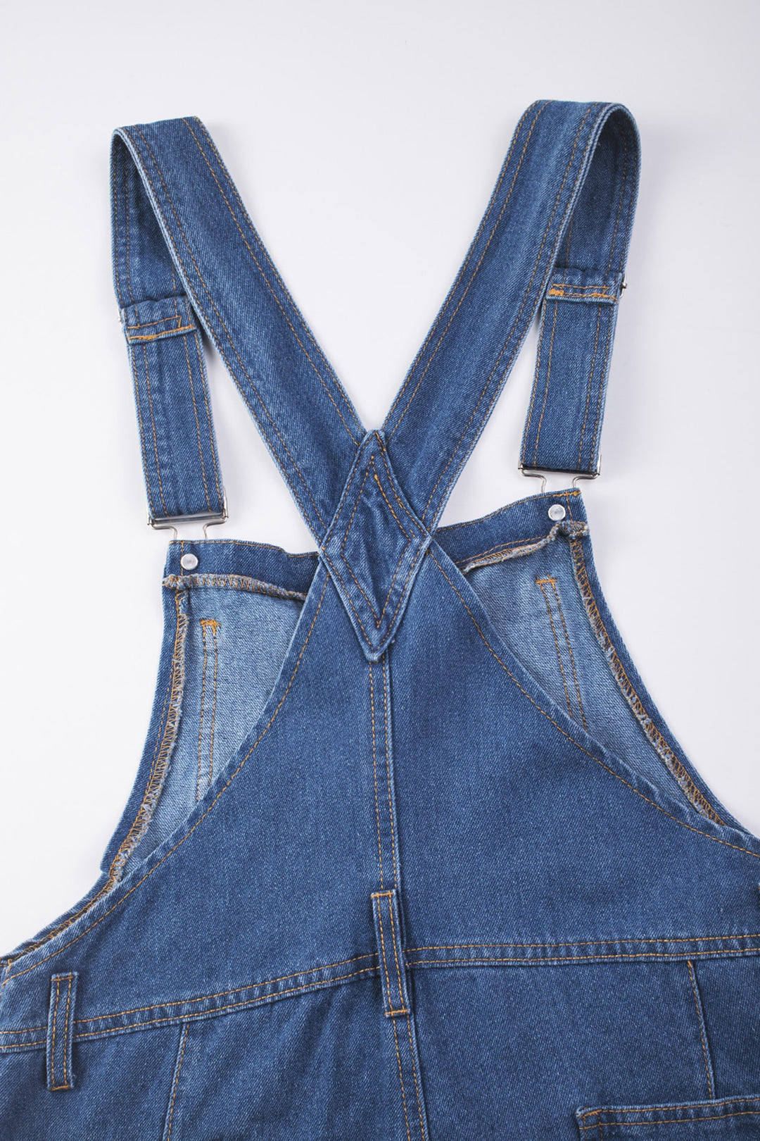 Light Blue Retro Bib Pocket Buckle Straps Casual Denim Jumpsuit