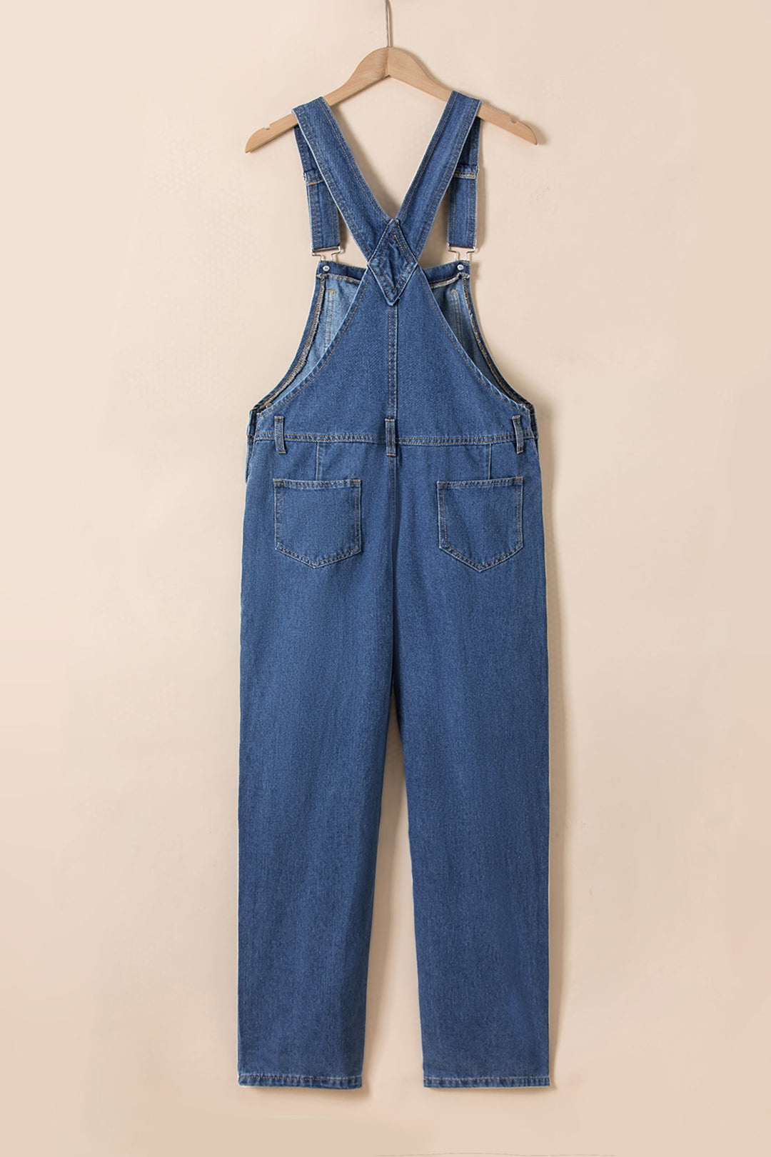 Light Blue Retro Bib Pocket Buckle Straps Casual Denim Jumpsuit