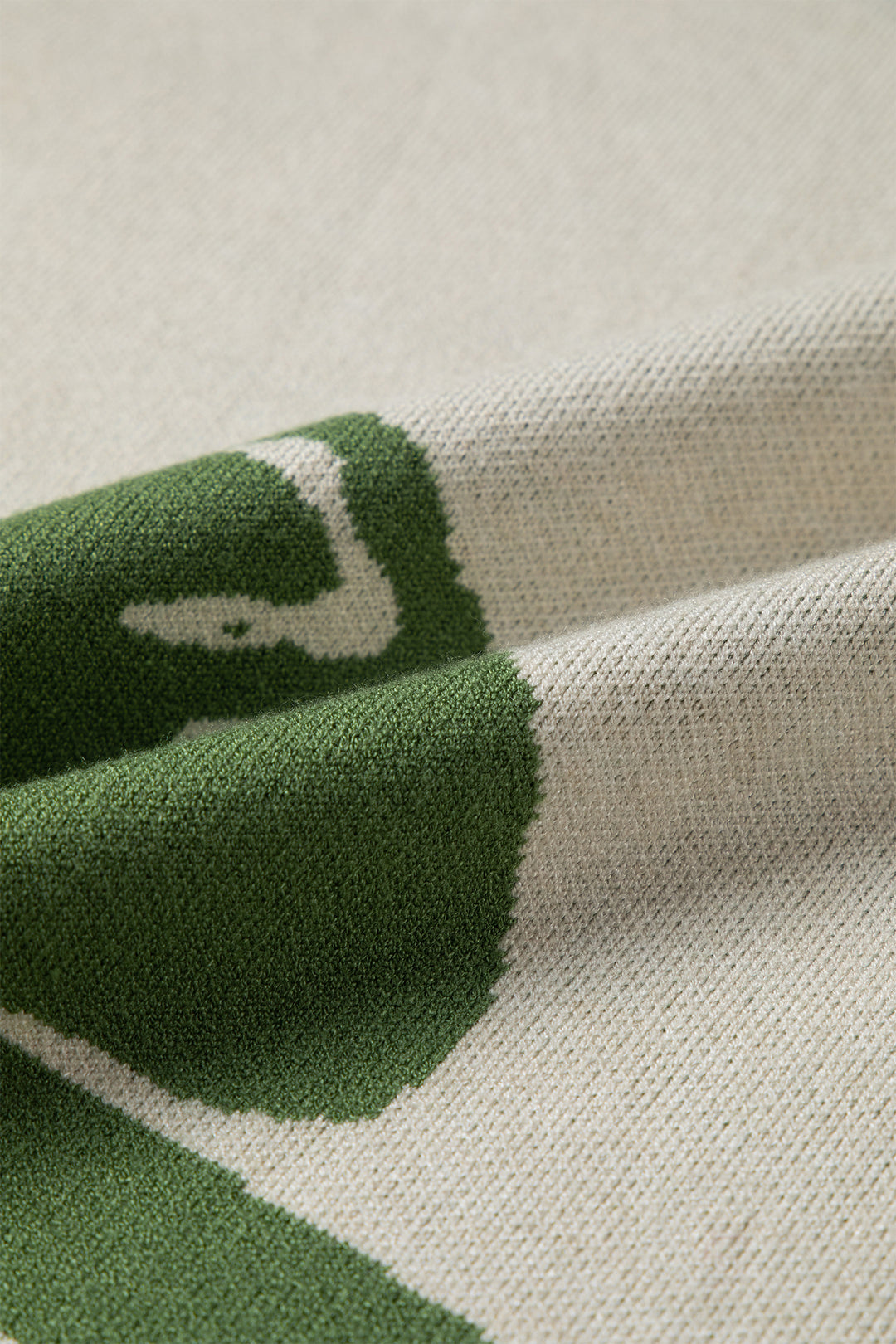 Green / Beige Bold Flower Pattern Wide Sleeve Baggy Sweater