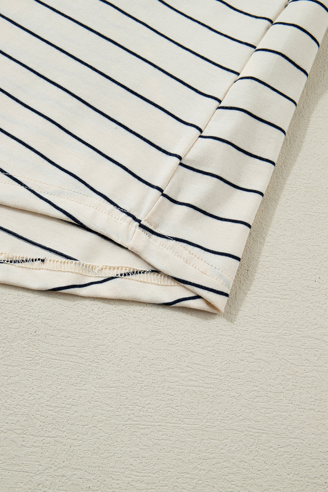 Beige Stripe Drawstring Tunic Tank Mini Dress with Pockets