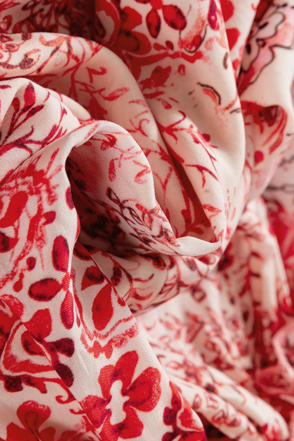 Pink Bohemian Floral Print Tassel Tie Long Sleeve Flowy Mini Dress