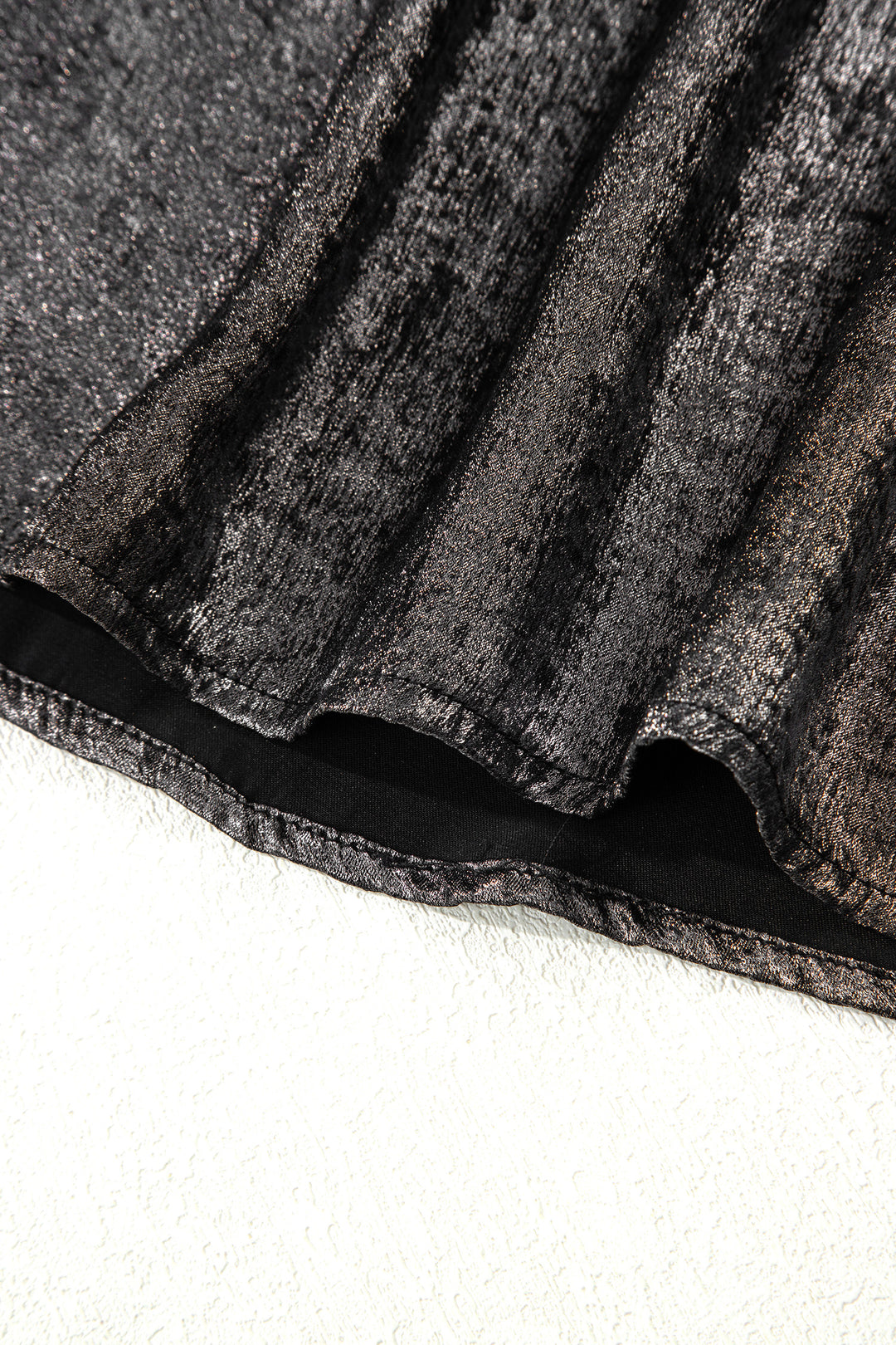 Silvery Metallic Round Neck Ruffle Trim Sleeveless Top