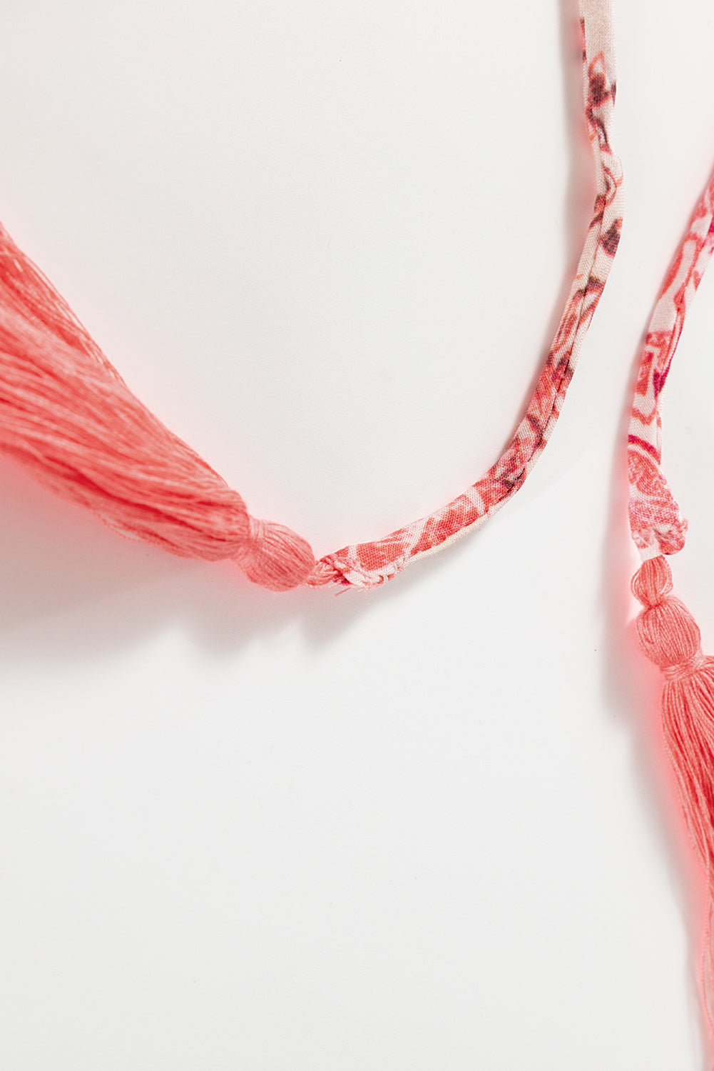 Pink Bohemian Floral Print Tassel Tie Long Sleeve Flowy Mini Dress