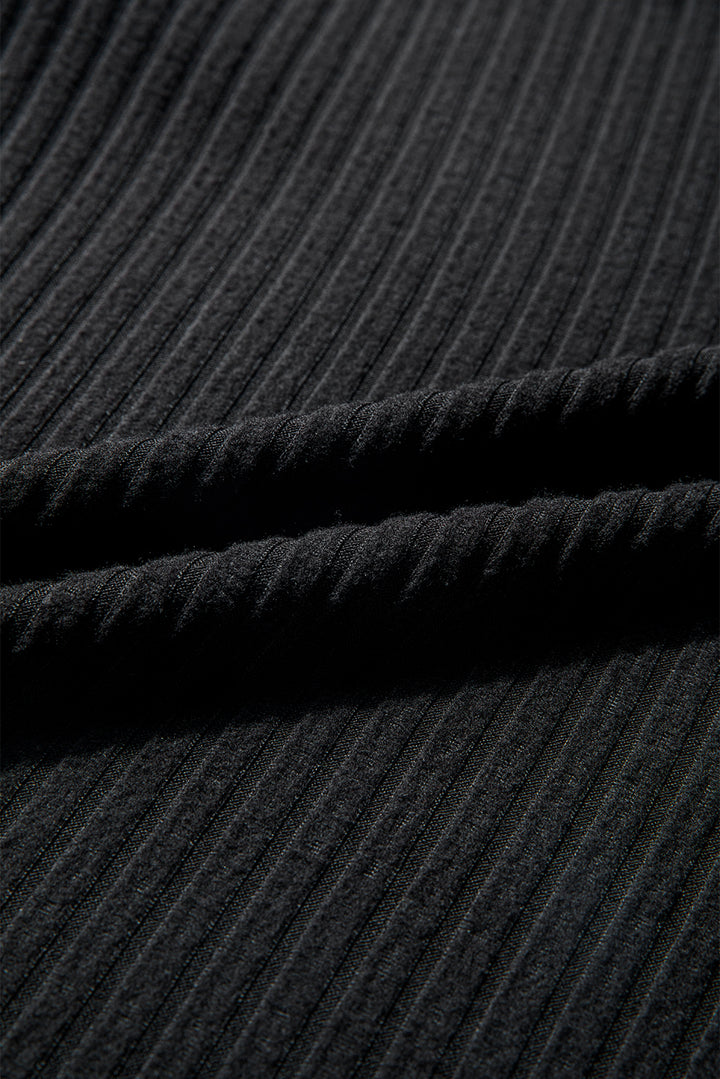 Jet Stream Ribbed Texture Round Neck Long Sleeve Rounded Hem Knit Top