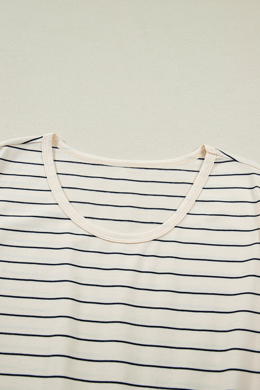 Beige Stripe Drawstring Tunic Tank Mini Dress with Pockets