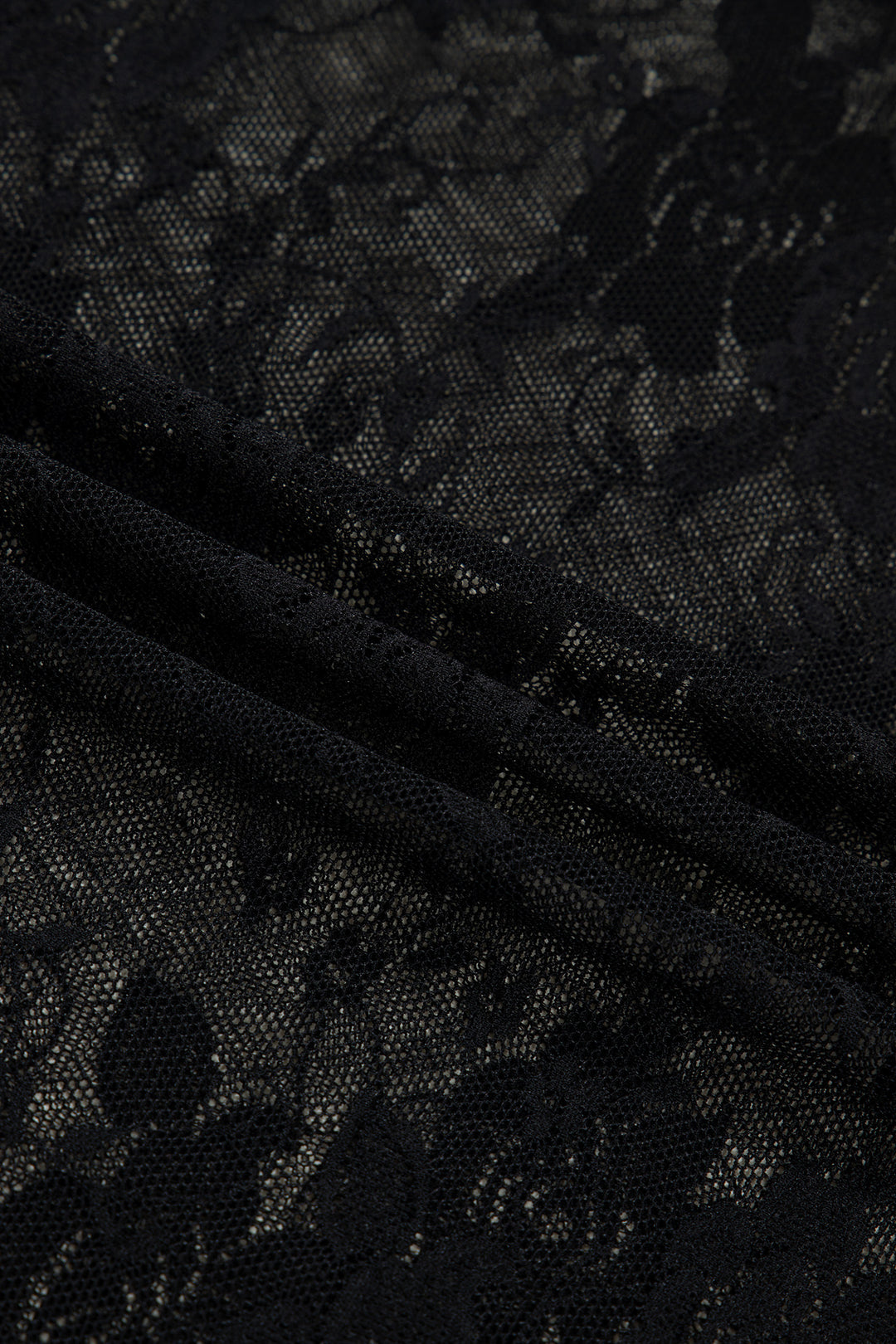 Black Floral Lace Mesh Short Sleeve Sheer Top