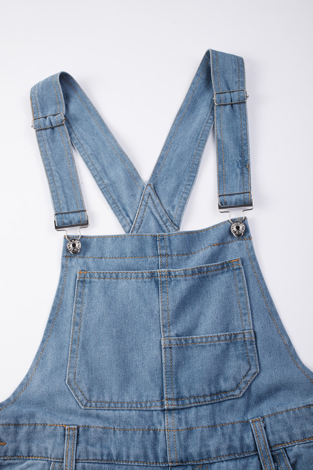 Light Blue Retro Bib Pocket Buckle Straps Casual Denim Jumpsuit