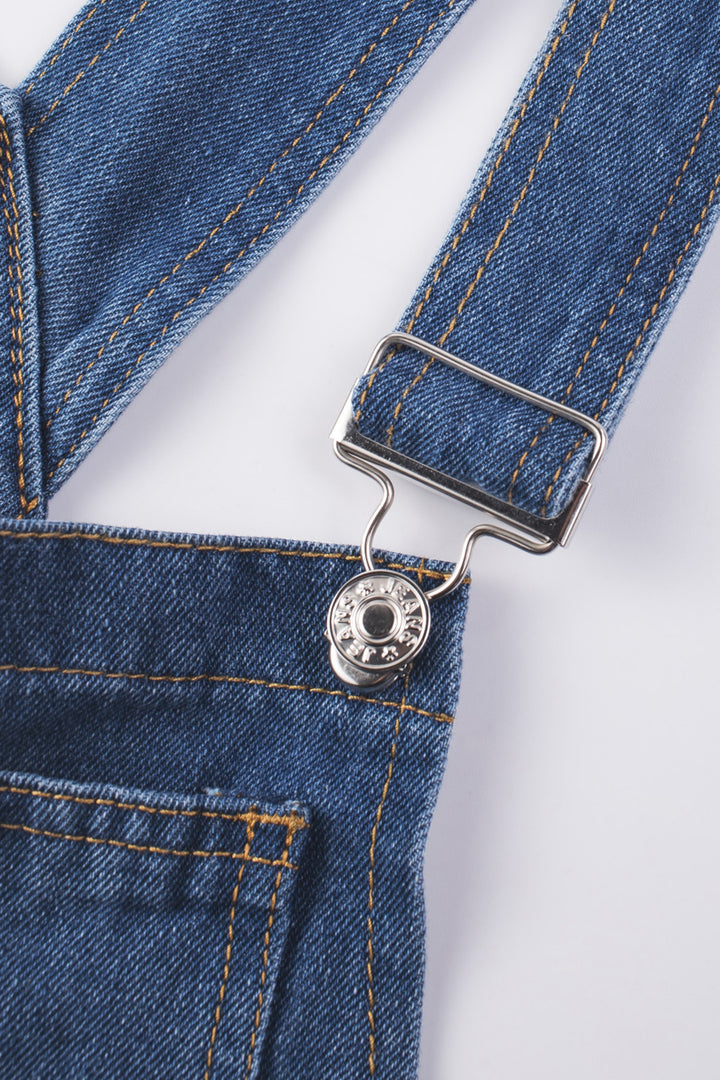 Light Blue Retro Bib Pocket Buckle Straps Casual Denim Jumpsuit