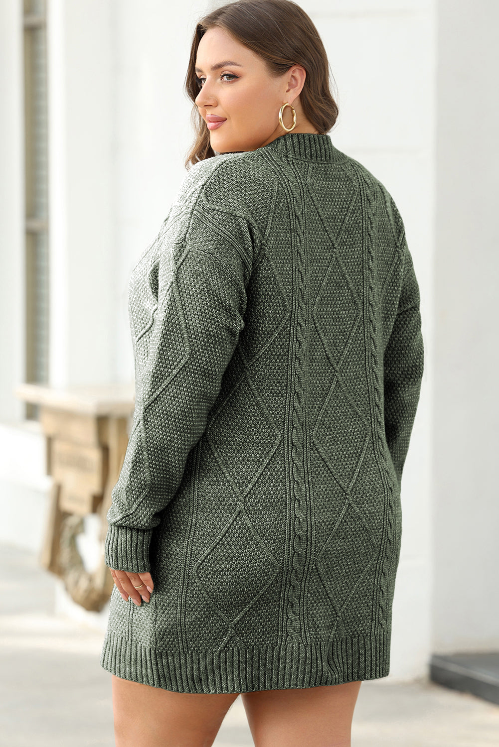 green cable knit sweater dress Seasonal Treats Cable Knit Sweater Dress in Olive