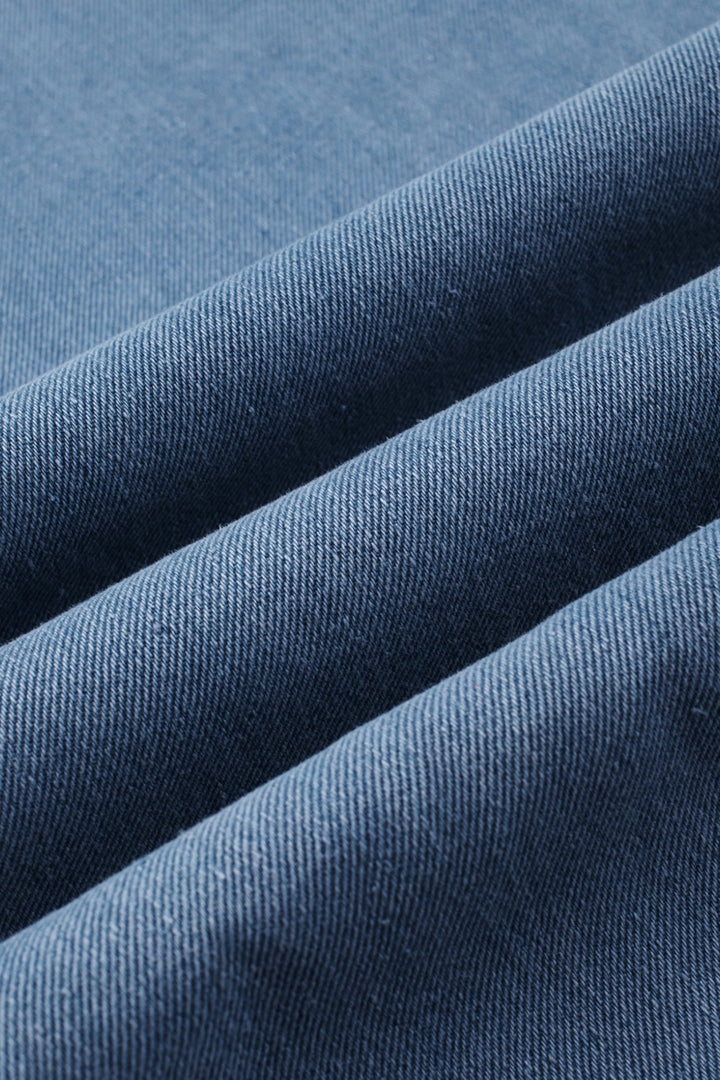 Light Blue Retro Bib Pocket Buckle Straps Casual Denim Jumpsuit