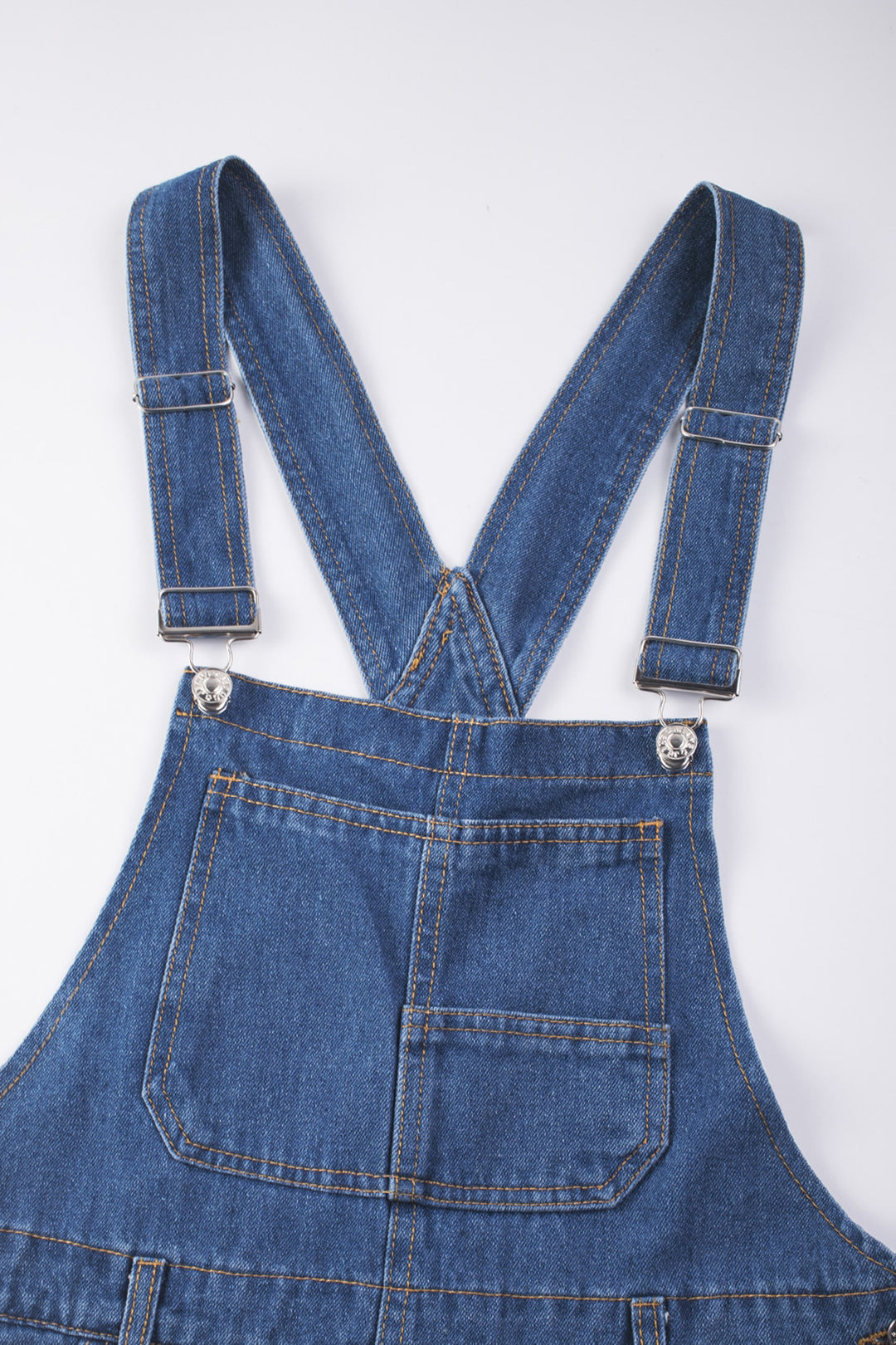 Light Blue Retro Bib Pocket Buckle Straps Casual Denim Jumpsuit
