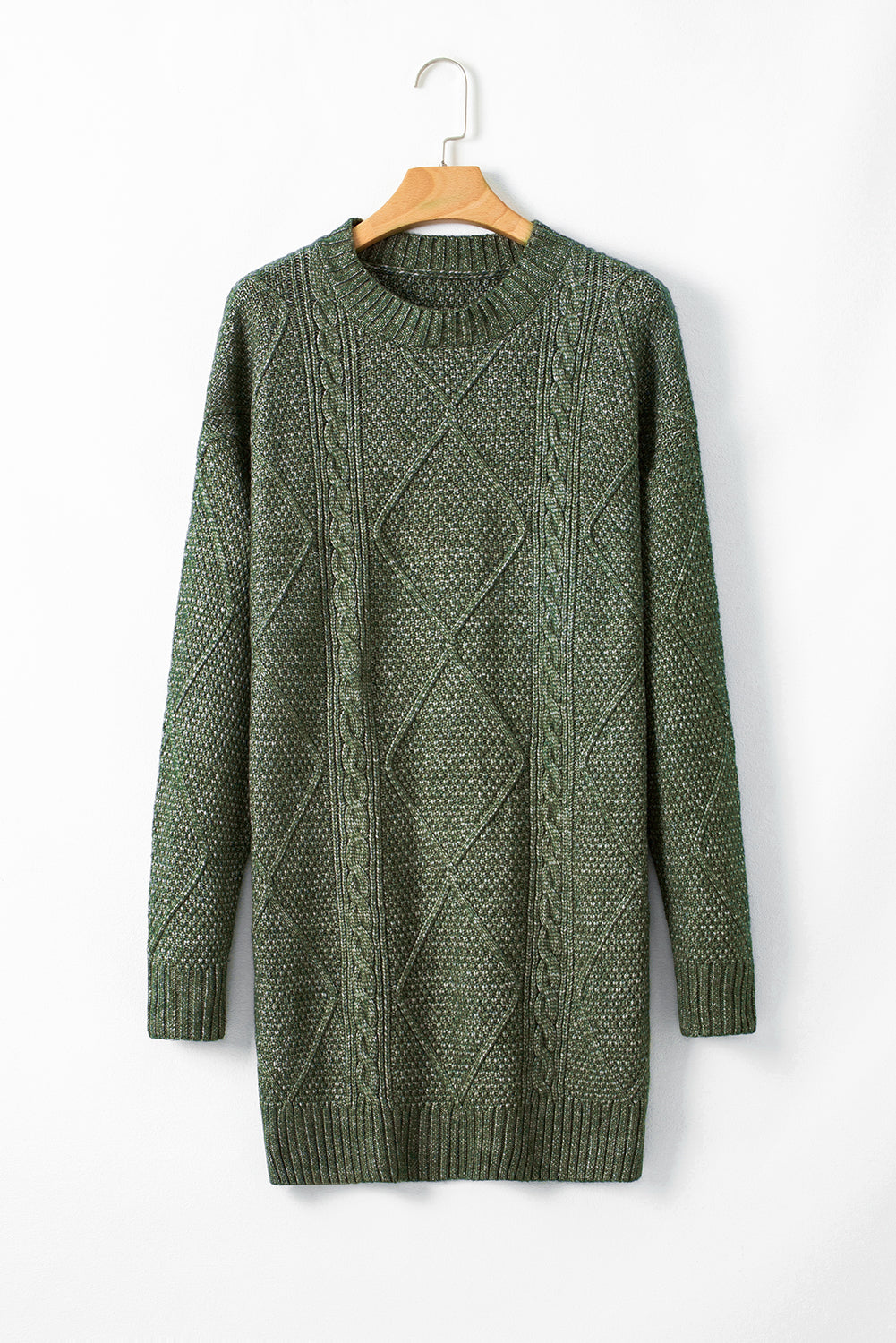 Mist Green Cable Knit Drop Shoulder Loose Fit Sweater Dress Fashion By Maya Mist Green Cable Knit Drop Shoulder Loose Fit Sweater Dress Fashion By Maya