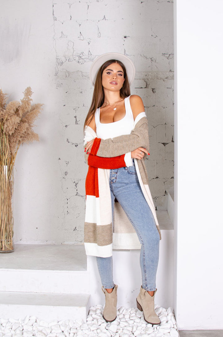 Multicolour Longline Knitted Cardigan