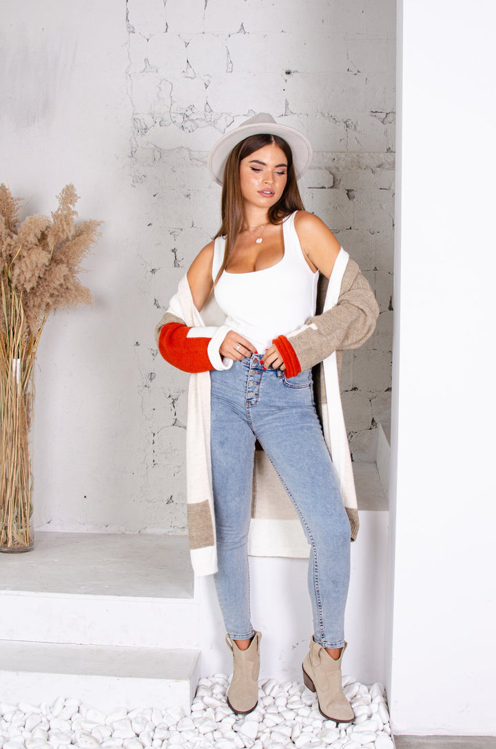 Multicolour Longline Knitted Cardigan