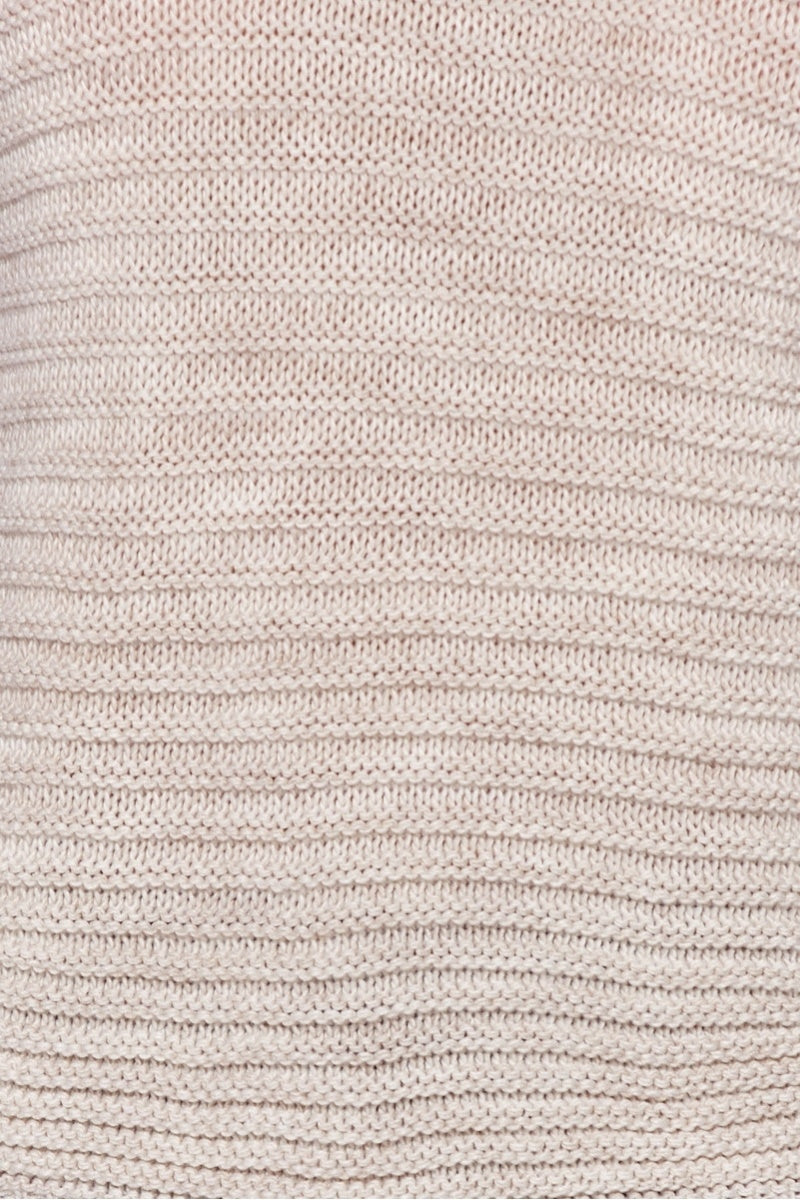 Beige Cold Shoulder Round Neck Jumper