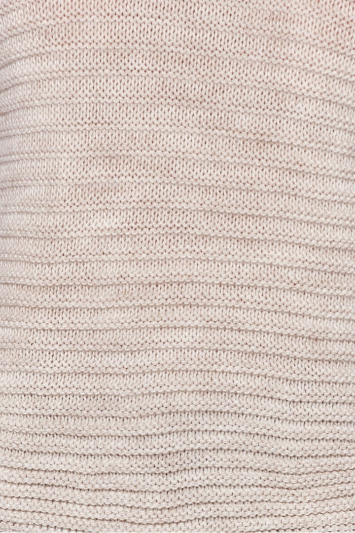 Beige Cold Shoulder Round Neck Jumper