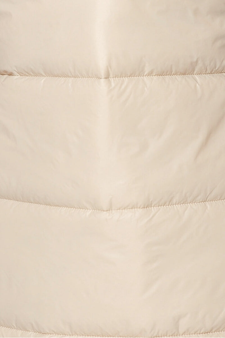 Beige Hooded Zip Front Midi Gilet