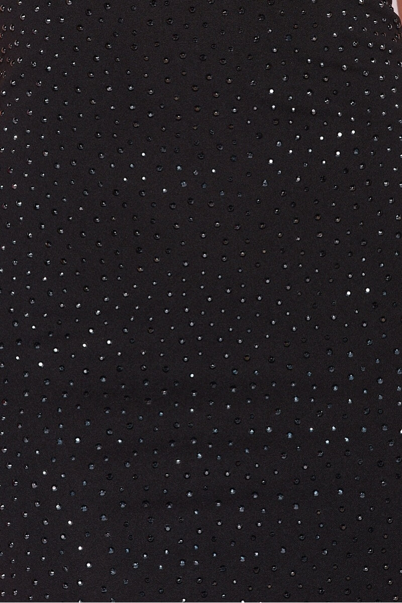 Black Diamante Strappy V Neck Mini Dress