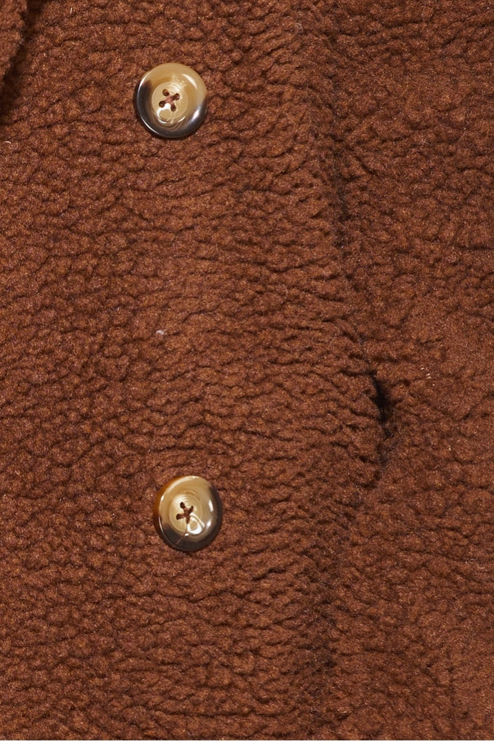 Brown Double Breasted Borg Teddy Coat