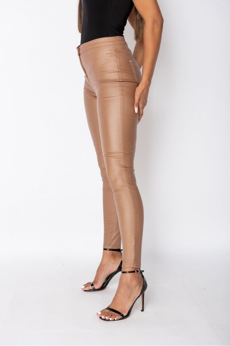Camel Coated High Waist Jeggings