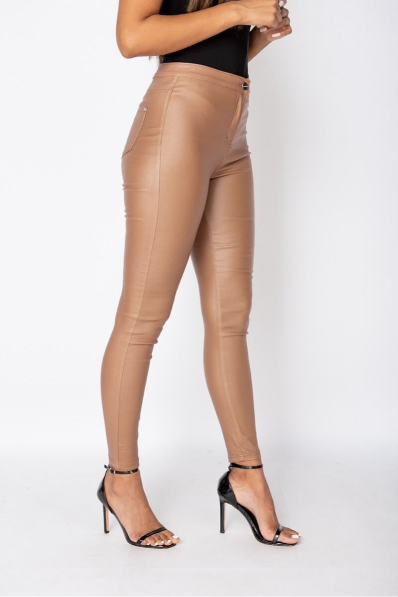 Camel Coated High Waist Jeggings