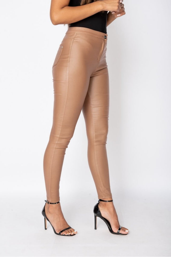 Camel Coated High Waist Jeggings