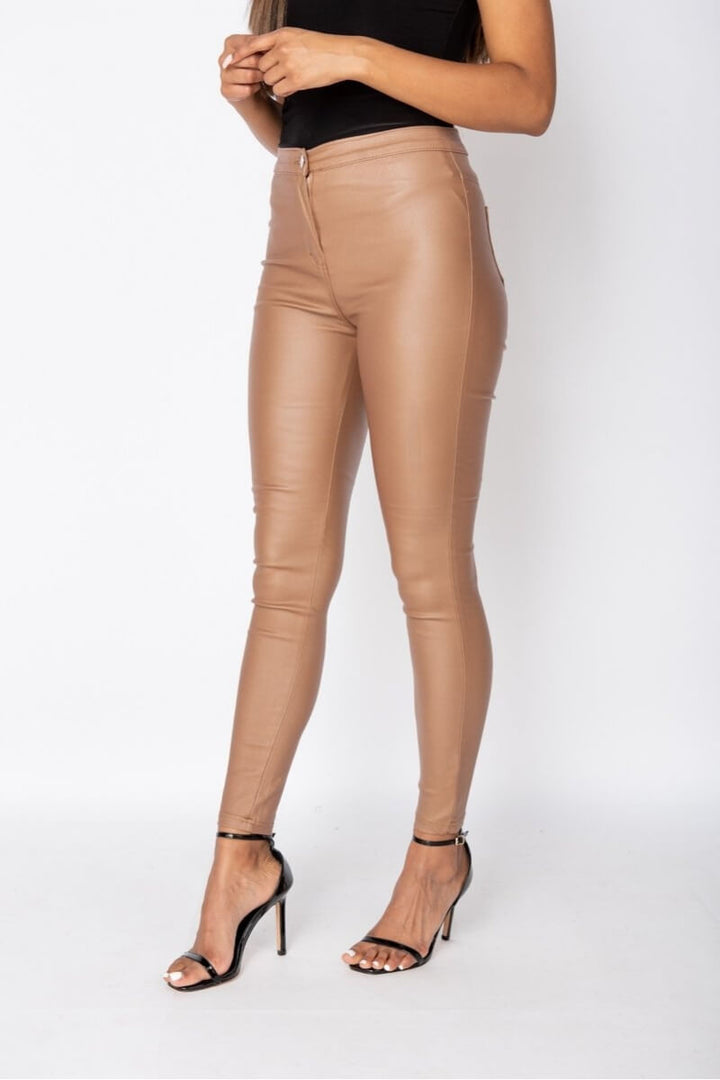 Camel Coated High Waist Jeggings