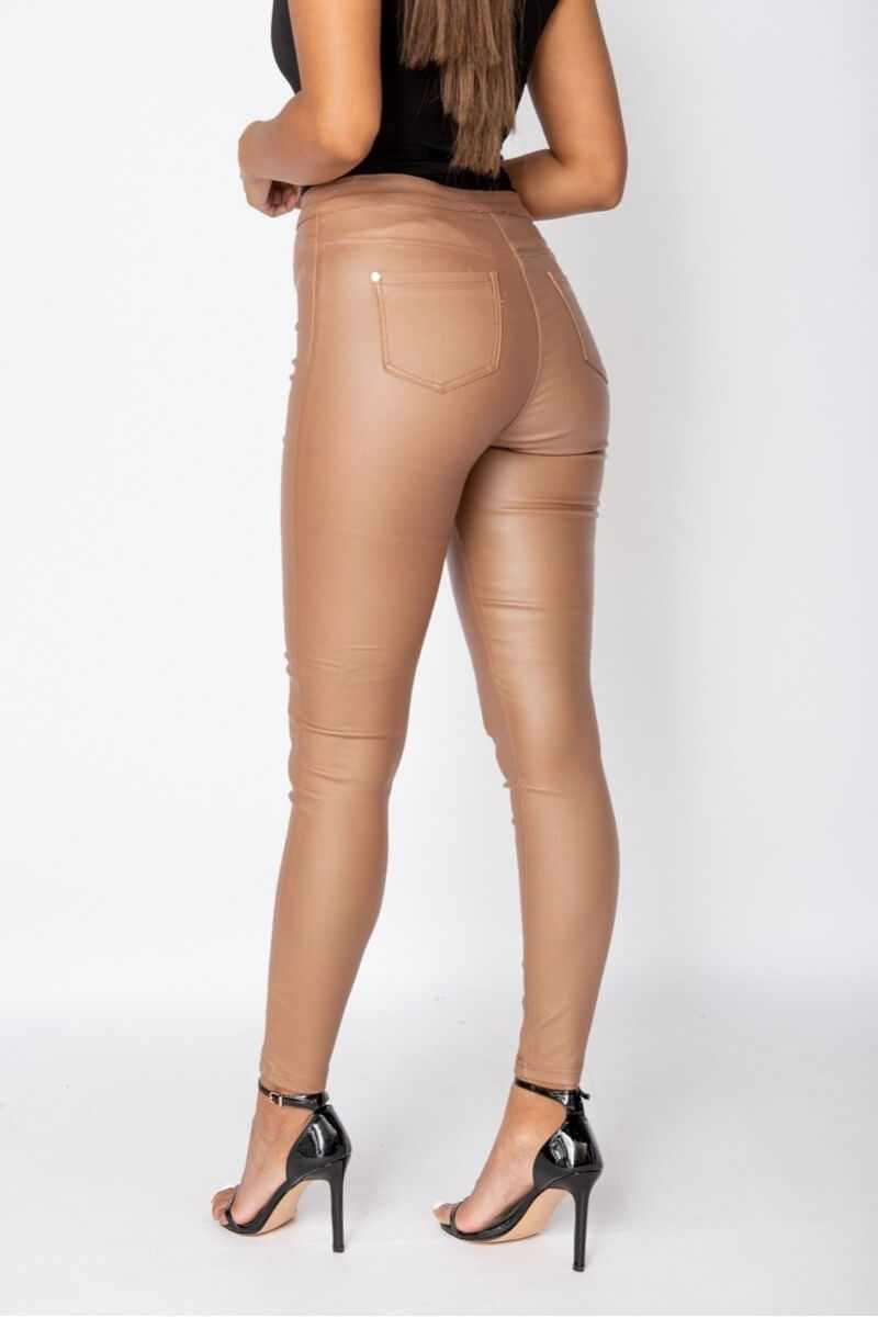 Camel Coated High Waist Jeggings