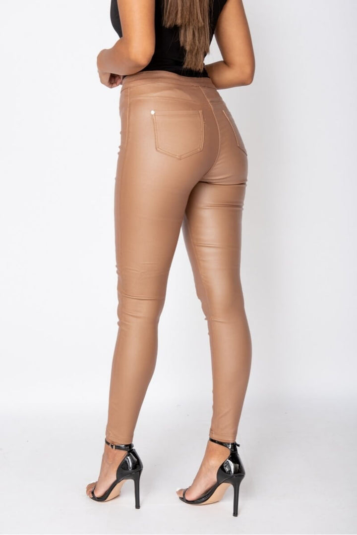 Camel Coated High Waist Jeggings