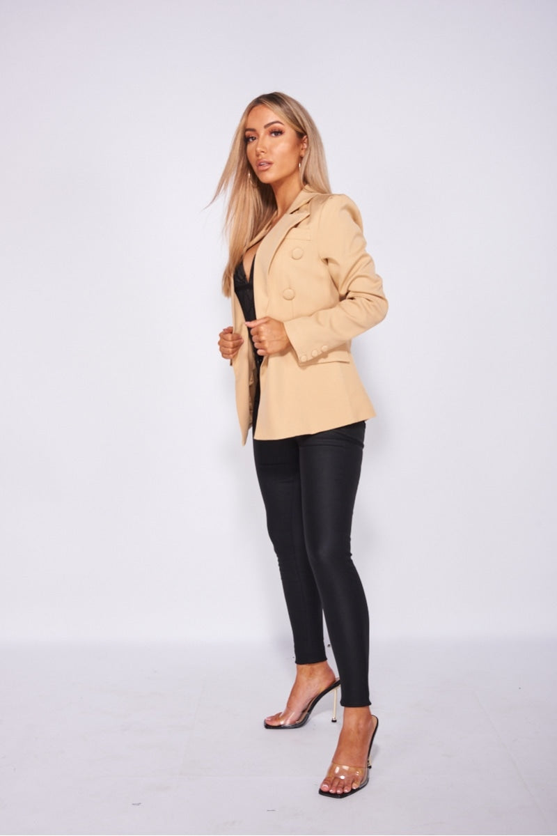 Camel Double Breasted Blazer