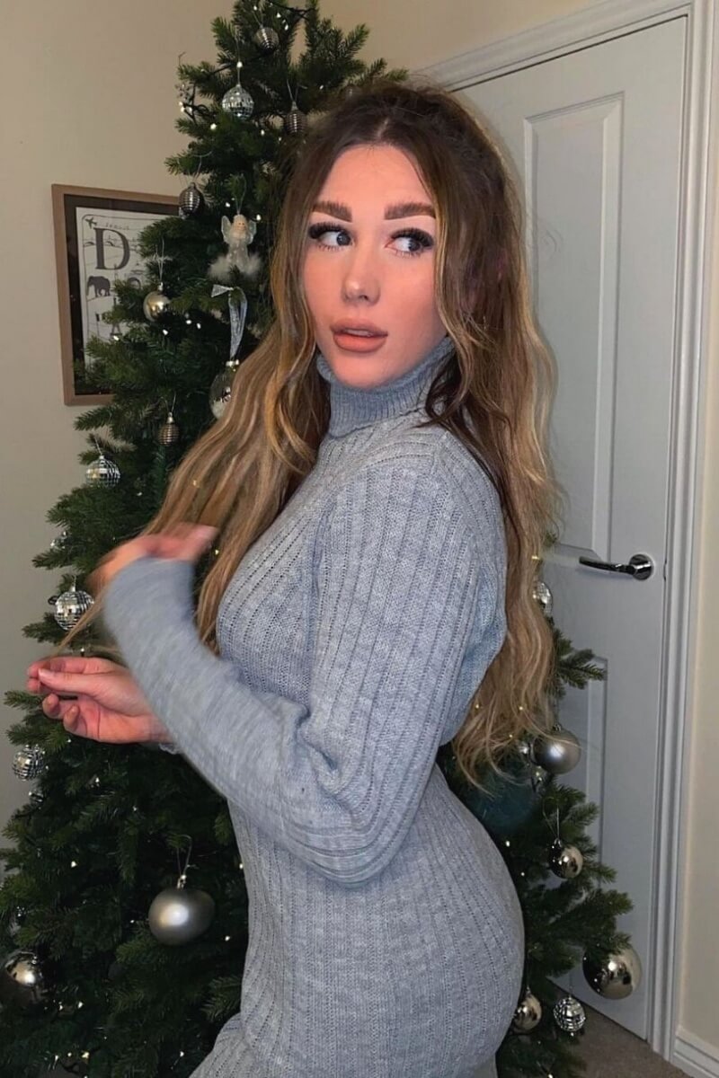 Grey Rib Knit Roll Neck Jumper Dress