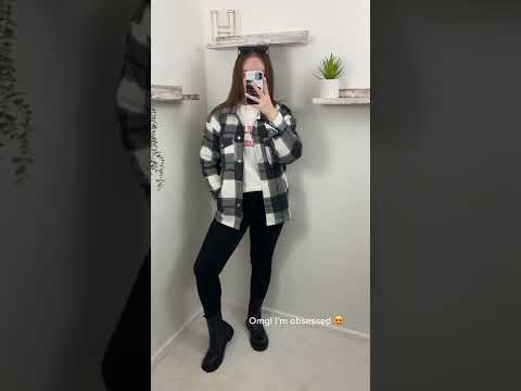 Black Oversized Checked Pocket Detail Shacket