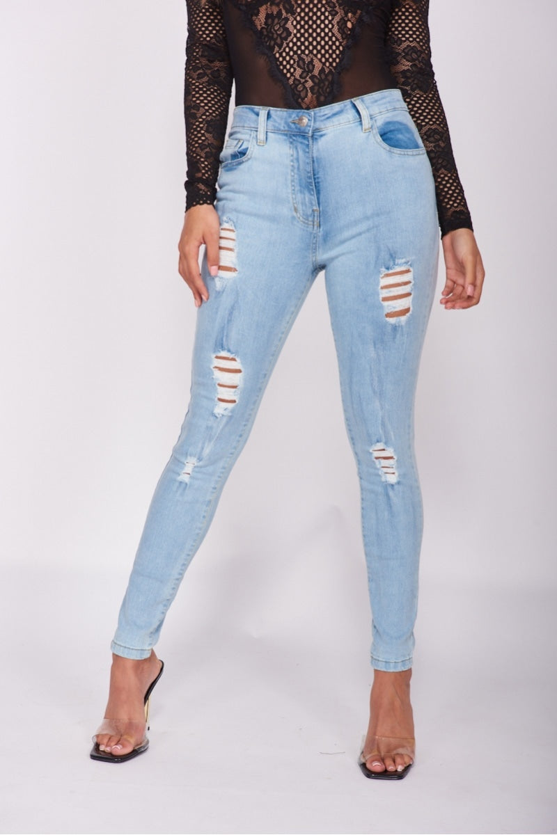 Light Blue Distressed Skinny Jeans
