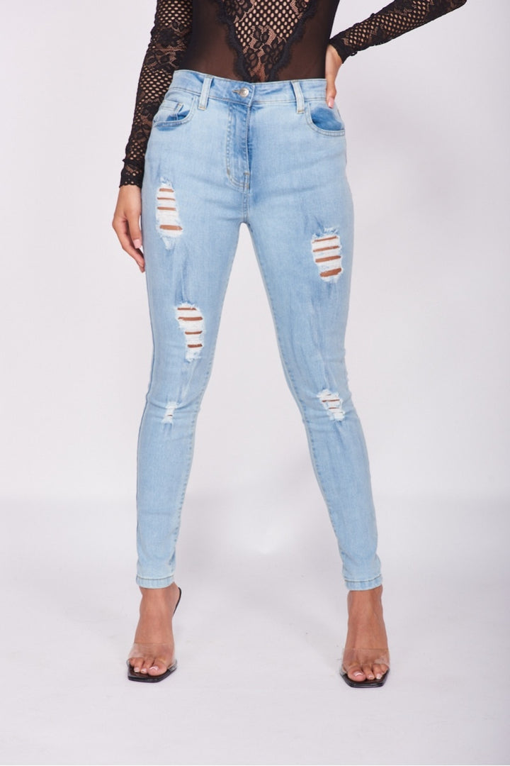 Light Blue Distressed Skinny Jeans