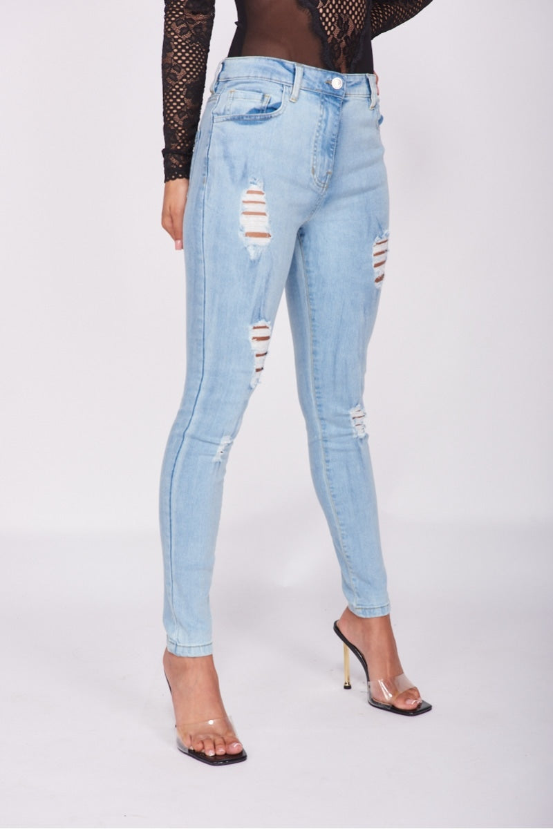 Light Blue Distressed Skinny Jeans