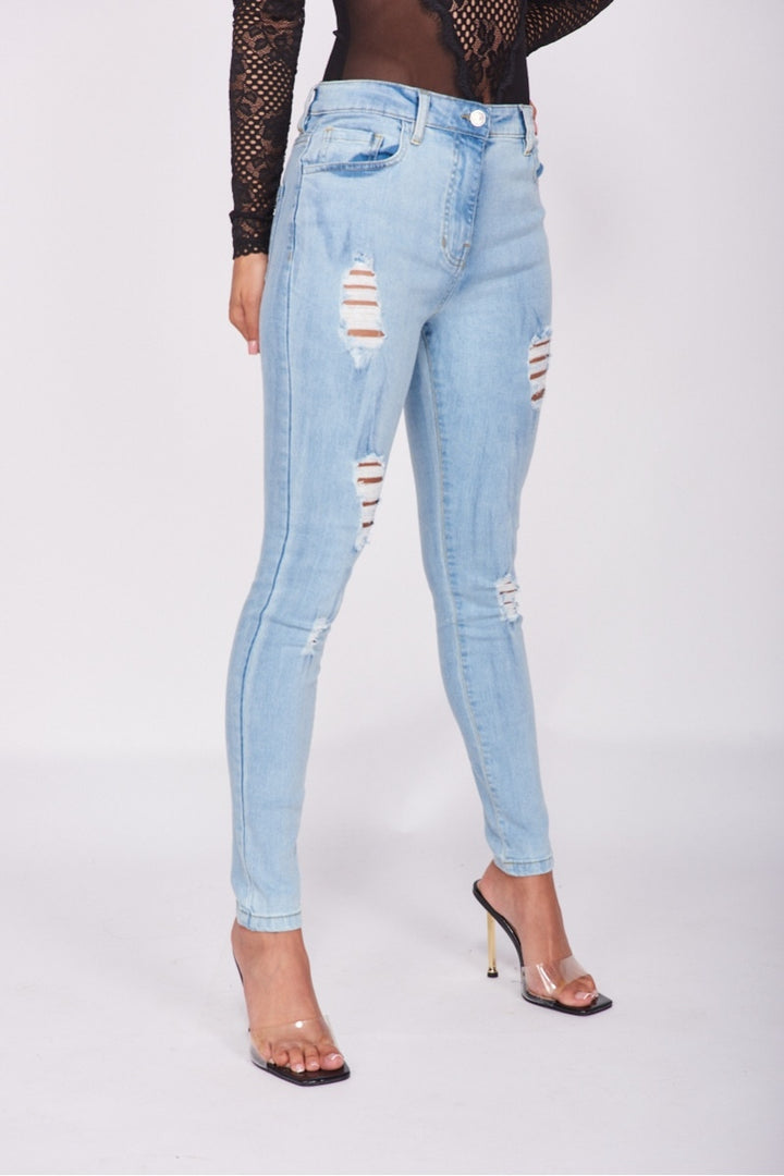 Light Blue Distressed Skinny Jeans