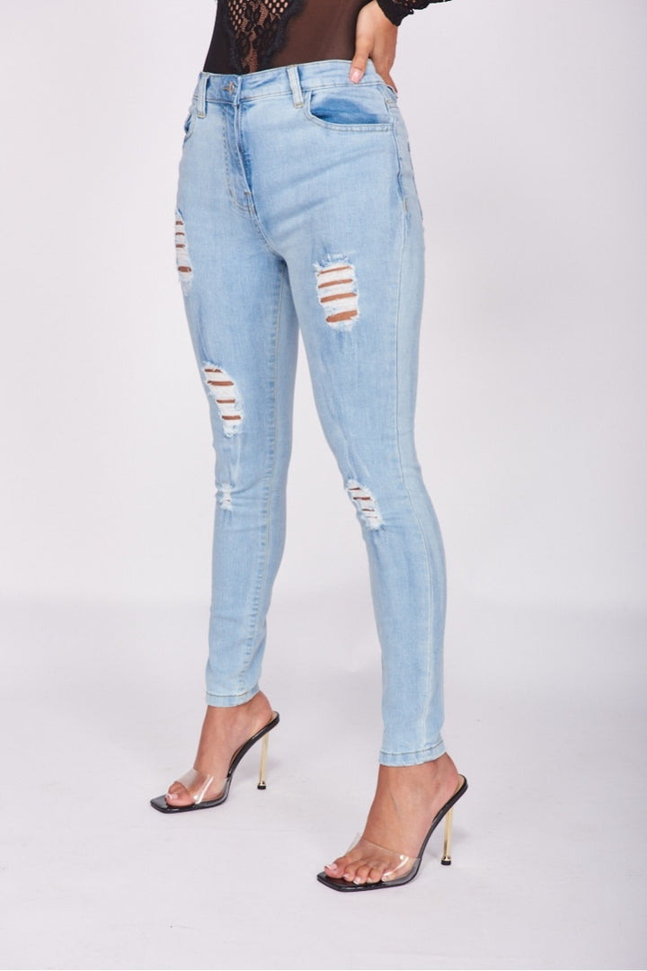 Light Blue Distressed Skinny Jeans