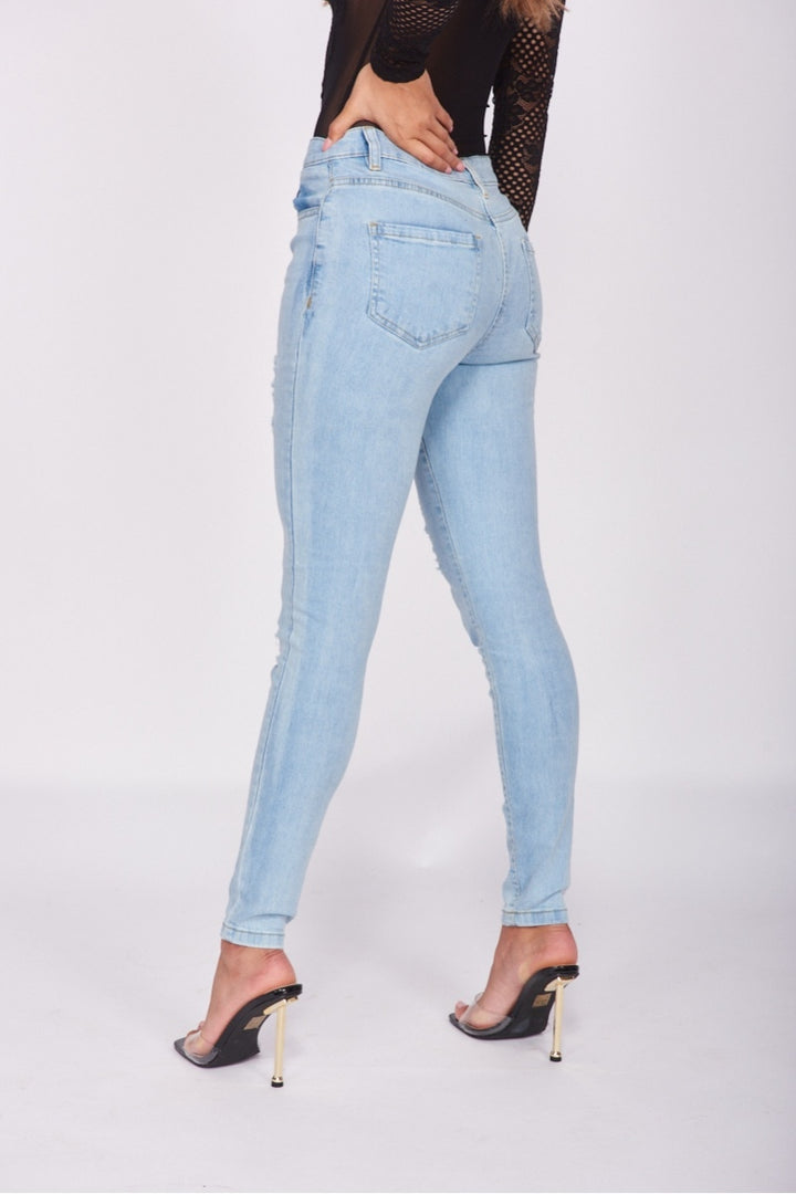 Light Blue Distressed Skinny Jeans