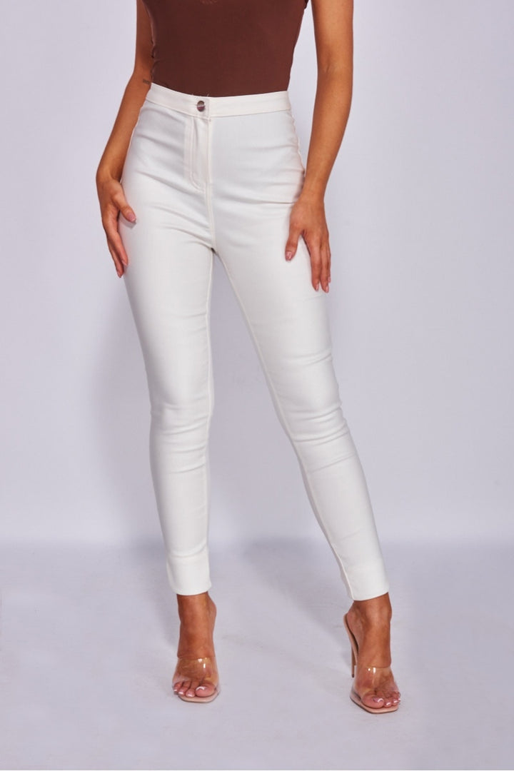Off White Coated High Waist Jeggings