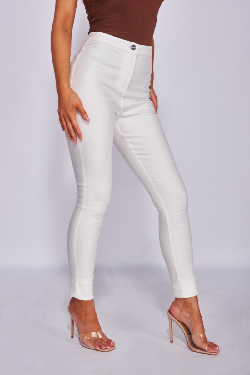 Off White Coated High Waist Jeggings
