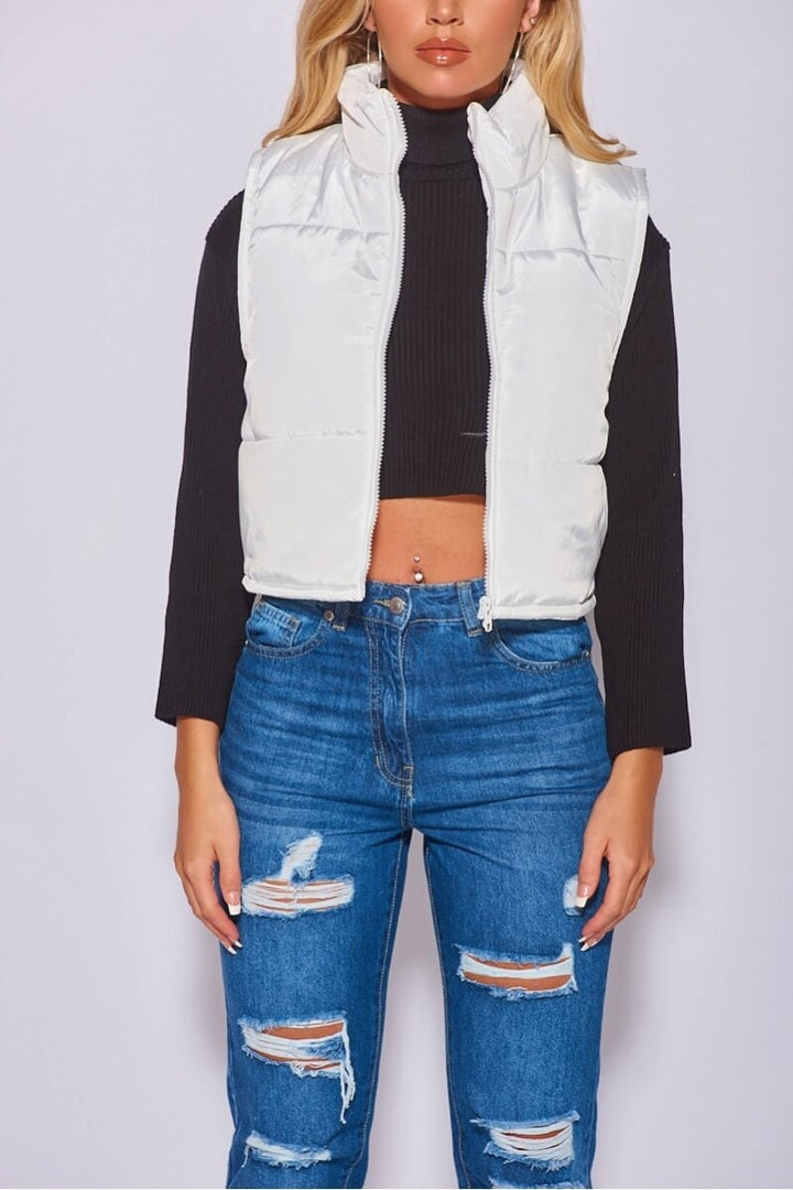Off White Cropped Padded Gilet