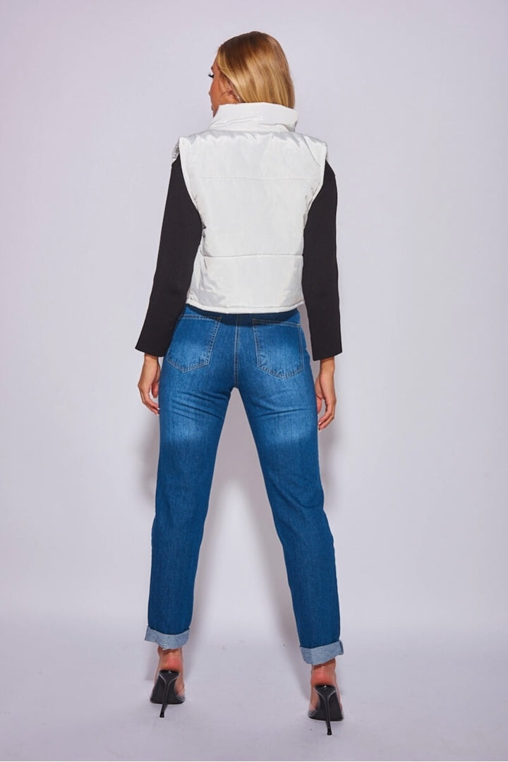 Off White Cropped Padded Gilet