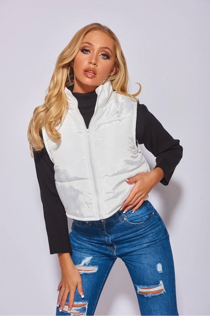 Off White Cropped Padded Gilet